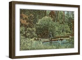 Fishing on the Manistee River, Michigan-null-Framed Art Print