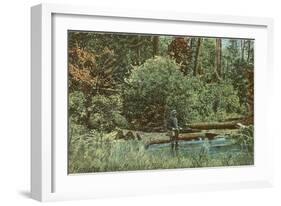 Fishing on the Manistee River, Michigan-null-Framed Art Print