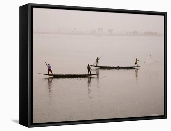 Fishing on the River Niger, Niger Inland Delta, Segou Region, Mali, West Africa, Africa-Gavin Hellier-Framed Stretched Canvas