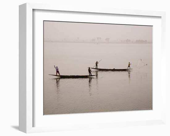 Fishing on the River Niger, Niger Inland Delta, Segou Region, Mali, West Africa, Africa-Gavin Hellier-Framed Photographic Print