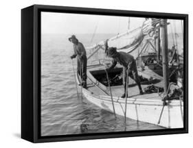 Fishing Oysters in Mobile Bay-Lewis Wickes Hine-Framed Stretched Canvas