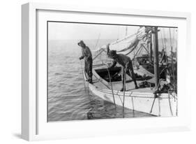 Fishing Oysters in Mobile Bay-Lewis Wickes Hine-Framed Art Print