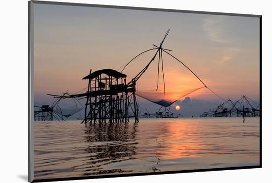 Fishing Patthalung Thailand-null-Mounted Art Print