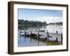 Fishing Pier and Boat Launch in Bayview Park on Bayou Texar in Pensacola, Florida in Blue Early Mor-forestpath-Framed Photographic Print