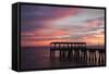 Fishing Pier at Sunset, Jekyll Island, Georgia, USA-Joanne Wells-Framed Stretched Canvas