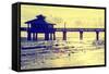 Fishing Pier Fort Myers Beach at Sunset - Florida-Philippe Hugonnard-Framed Stretched Canvas