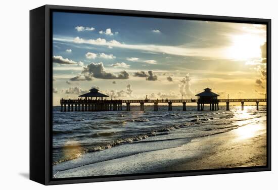 Fishing Pier Fort Myers Beach at Sunset - Florida-Philippe Hugonnard-Framed Stretched Canvas