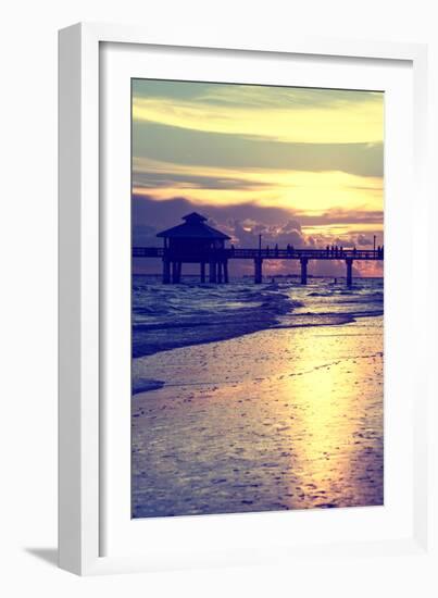 Fishing Pier Fort Myers Beach at Sunset-Philippe Hugonnard-Framed Photographic Print