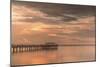 Fishing pier off Safety Harbor, Florida at sunset with people fishing, deep pink sunset sky-Sheila Haddad-Mounted Photographic Print