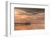 Fishing pier off Safety Harbor, Florida at sunset with people fishing, deep pink sunset sky-Sheila Haddad-Framed Photographic Print