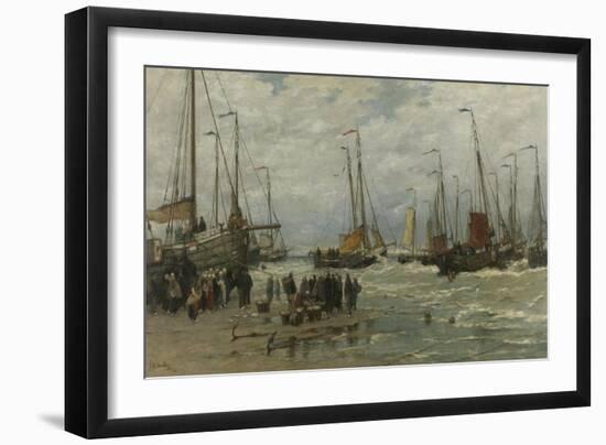 Fishing Pinks in Breaking Waves, C.1875-85-Hendrik William Mesdag-Framed Giclee Print