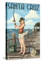 Fishing Pinup Girl - Santa Cruz, California-Lantern Press-Stretched Canvas