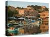 Fishing Port, Lesvos, Mithymna, Northeastern Aegean Islands, Greece-Walter Bibikow-Stretched Canvas