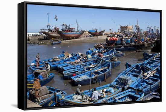 Fishing Port with Traditional Boats in Front of the Old Fort-Stuart Black-Framed Stretched Canvas