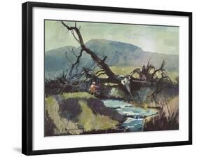 Fishing Retreat III-Roy M. Mason-Framed Art Print