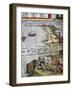 Fishing Scene and Preparing Fish at Port City of Cadiz-Jan Janssonius-Framed Giclee Print