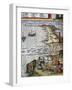 Fishing Scene and Preparing Fish at Port City of Cadiz-Jan Janssonius-Framed Giclee Print