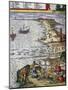Fishing Scene and Preparing Fish at Port City of Cadiz-Jan Janssonius-Mounted Giclee Print