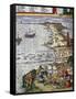 Fishing Scene and Preparing Fish at Port City of Cadiz-Jan Janssonius-Framed Stretched Canvas