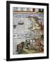 Fishing Scene and Preparing Fish at Port City of Cadiz-Jan Janssonius-Framed Giclee Print