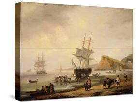 Fishing Scene, Teignmouth Beach and the Ness, 1831-Thomas Luny-Stretched Canvas