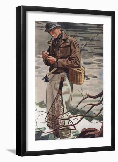 Fishing Smoking Pipes Cigarettes Smoking, USA, 1930-null-Framed Giclee Print