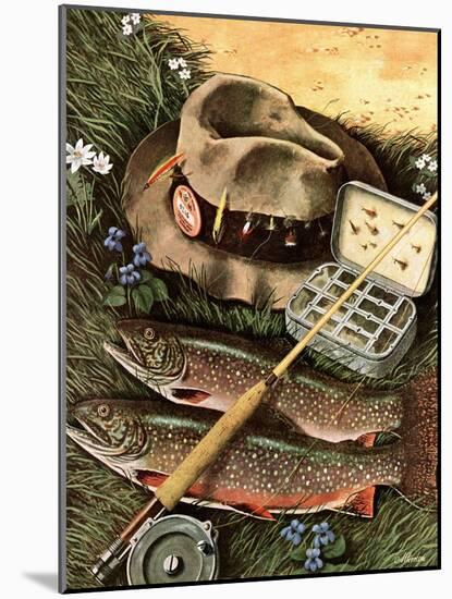 "Fishing Still Life," April 15, 1944-John Atherton-Mounted Premium Giclee Print