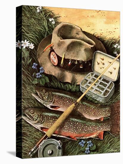 "Fishing Still Life," April 15, 1944-John Atherton-Stretched Canvas