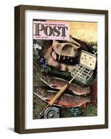 "Fishing Still Life," Saturday Evening Post Cover, April 15, 1944-John Atherton-Framed Giclee Print