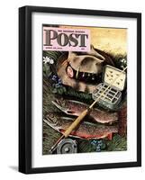 "Fishing Still Life," Saturday Evening Post Cover, April 15, 1944-John Atherton-Framed Premium Giclee Print