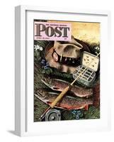 "Fishing Still Life," Saturday Evening Post Cover, April 15, 1944-John Atherton-Framed Premium Giclee Print