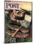 "Fishing Still Life," Saturday Evening Post Cover, April 15, 1944-John Atherton-Mounted Giclee Print