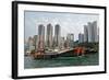 Fishing Trawlers at Anchor in Aberdeen Harbor, Hong Kong-Richard Wright-Framed Photographic Print