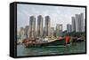 Fishing Trawlers at Anchor in Aberdeen Harbor, Hong Kong-Richard Wright-Framed Stretched Canvas