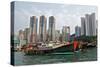 Fishing Trawlers at Anchor in Aberdeen Harbor, Hong Kong-Richard Wright-Stretched Canvas