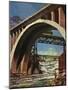 "Fishing Under Bridge," June 12, 1948-John Atherton-Mounted Premium Giclee Print