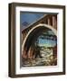 "Fishing Under Bridge," June 12, 1948-John Atherton-Framed Giclee Print