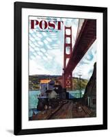 "Fishing Under the Golden Gate" Saturday Evening Post Cover, November 16, 1957-John Falter-Framed Giclee Print