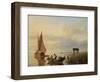 Fishing Vessels at Sunset-Cornelius Springer-Framed Giclee Print