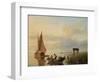 Fishing Vessels at Sunset-Cornelius Springer-Framed Giclee Print