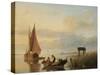 Fishing Vessels at Sunset-Cornelius Springer-Stretched Canvas