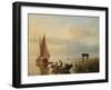 Fishing Vessels at Sunset-Cornelius Springer-Framed Giclee Print