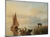 Fishing Vessels at Sunset-Cornelius Springer-Mounted Giclee Print