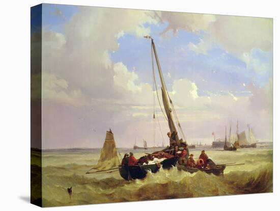 Fishing vessels off Calais, 19th century-Alexandre T. Francia-Stretched Canvas