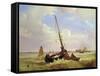 Fishing vessels off Calais, 19th century-Alexandre T. Francia-Framed Stretched Canvas