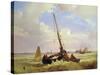 Fishing vessels off Calais, 19th century-Alexandre T. Francia-Stretched Canvas