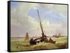 Fishing vessels off Calais, 19th century-Alexandre T. Francia-Framed Stretched Canvas