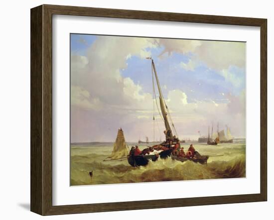 Fishing vessels off Calais, 19th century-Alexandre T. Francia-Framed Giclee Print