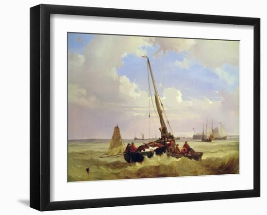 Fishing vessels off Calais, 19th century-Alexandre T. Francia-Framed Giclee Print