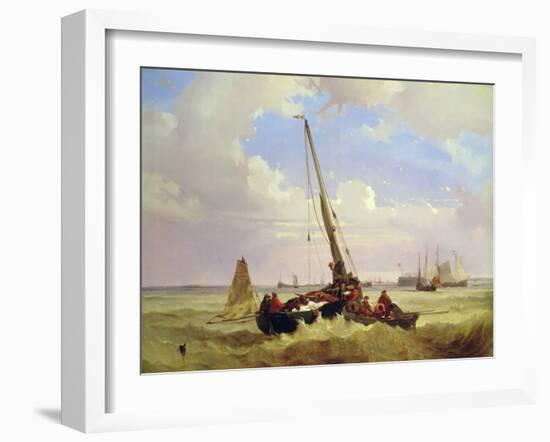 Fishing vessels off Calais, 19th century-Alexandre T. Francia-Framed Giclee Print